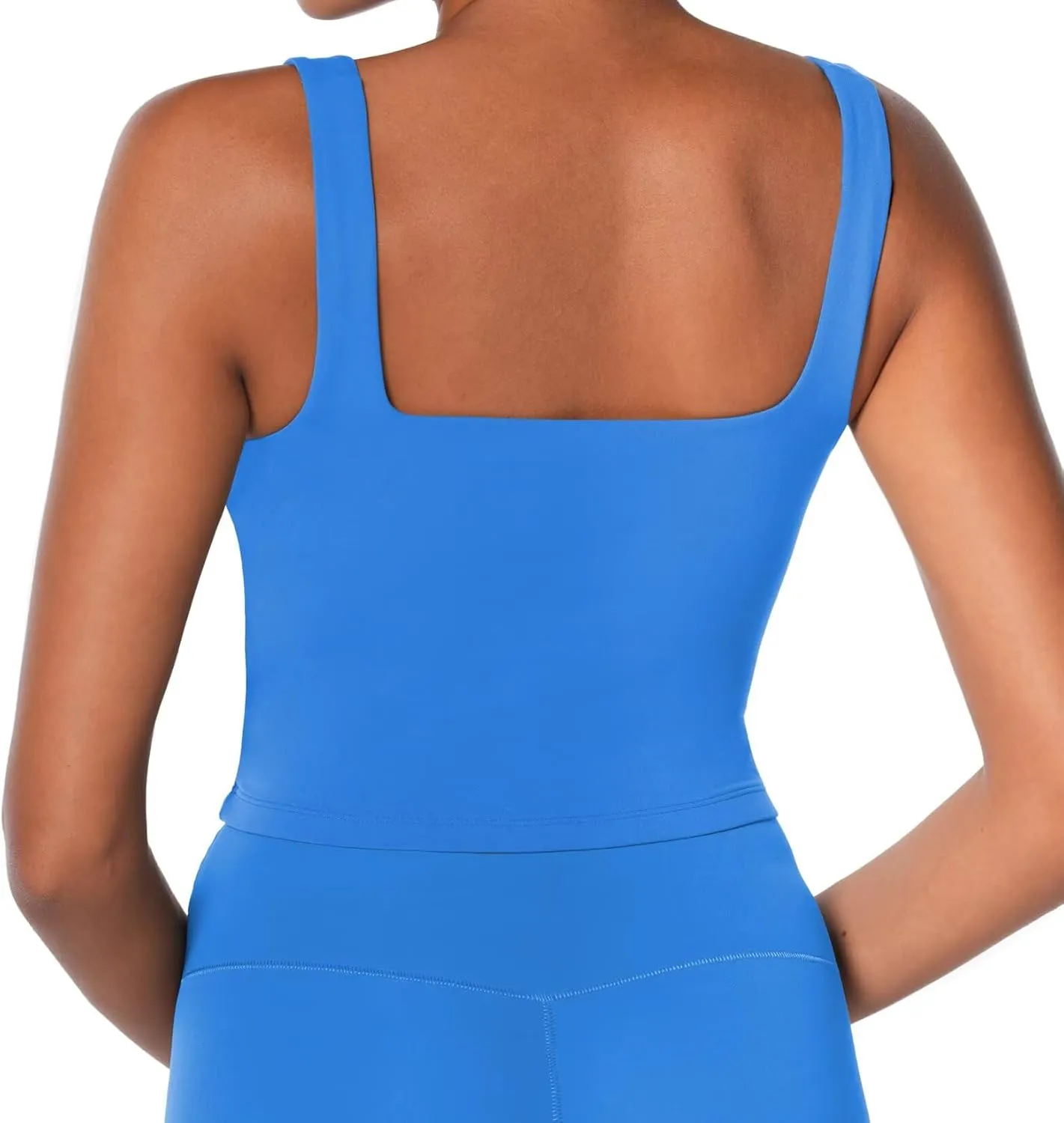 Sunzel Women's Double Lined Tank Top, Sleeveless Square Neck Crop Top, Yoga & Fitness Fitted Workout Casual Activewear Shirt