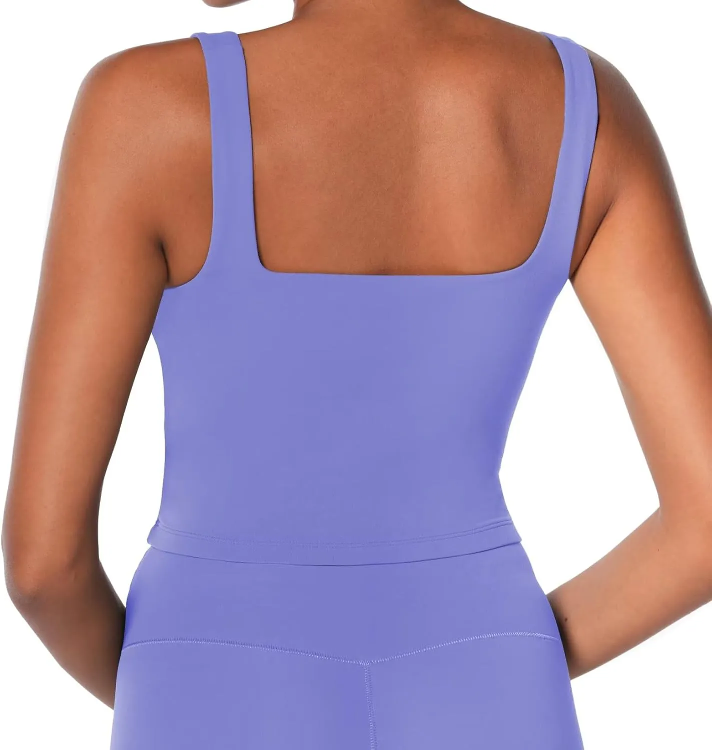 Sunzel Women's Double Lined Tank Top, Sleeveless Square Neck Crop Top, Yoga & Fitness Fitted Workout Casual Activewear Shirt