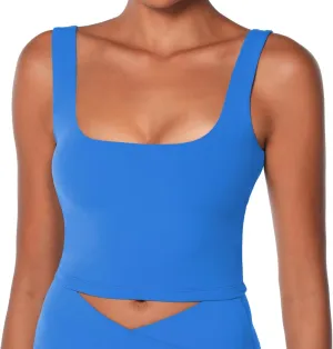 Sunzel Women's Double Lined Tank Top, Sleeveless Square Neck Crop Top, Yoga & Fitness Fitted Workout Casual Activewear Shirt