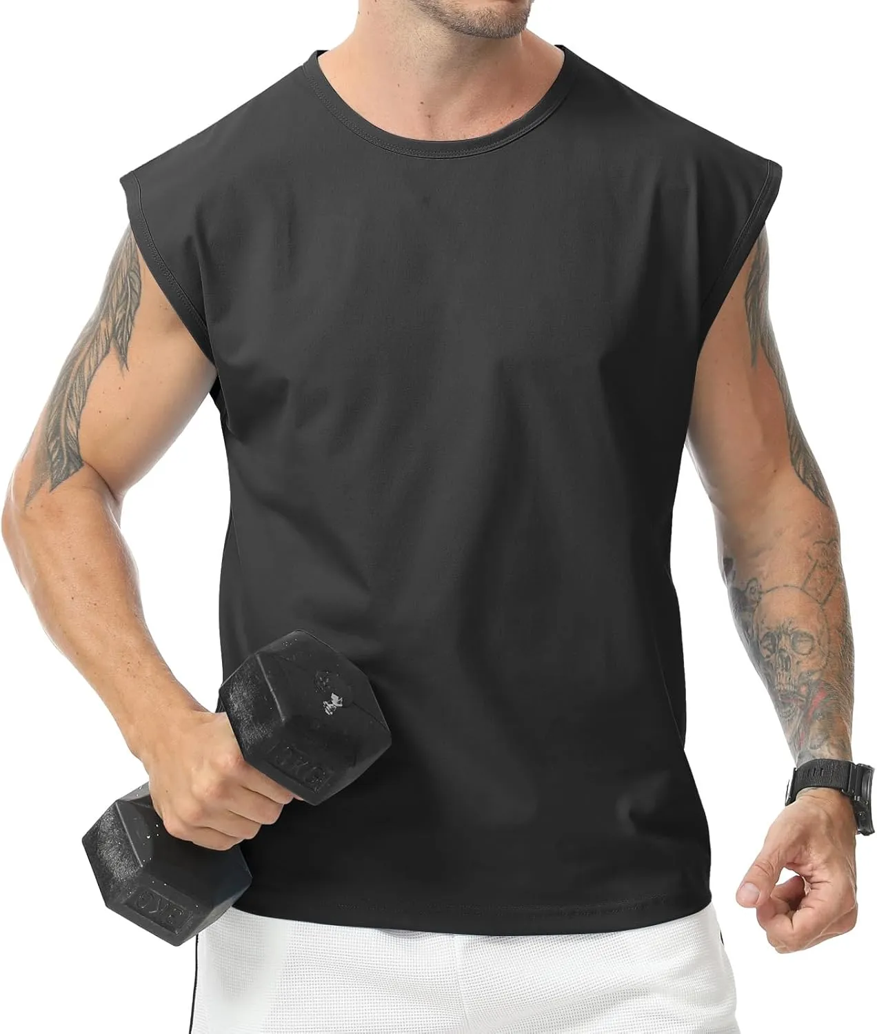 Surenow Men's Workout Tank Tops Athletic Sleeveless T-Shirt Sport Muscle Tank Running Breathable Gym Muscle T-Shirt for Men