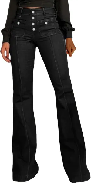 Sweatpants That Look Like Jeans High Waisted Stretchy Pull On Loose Comfy Trousers Wide Leg Denim Pants with Pockets