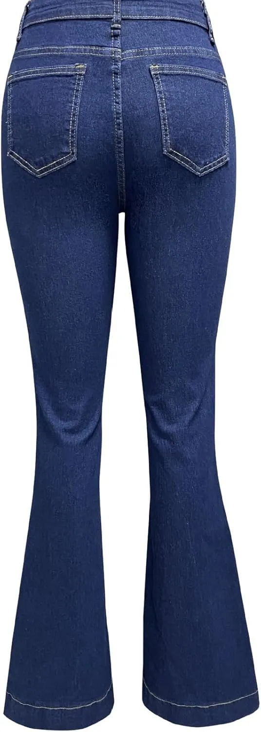 Sweatpants That Look Like Jeans High Waisted Stretchy Pull On Loose Comfy Trousers Wide Leg Denim Pants with Pockets