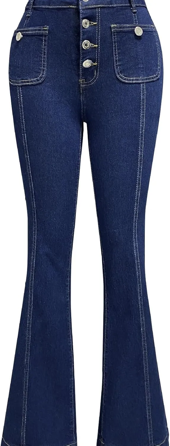 Sweatpants That Look Like Jeans High Waisted Stretchy Pull On Loose Comfy Trousers Wide Leg Denim Pants with Pockets