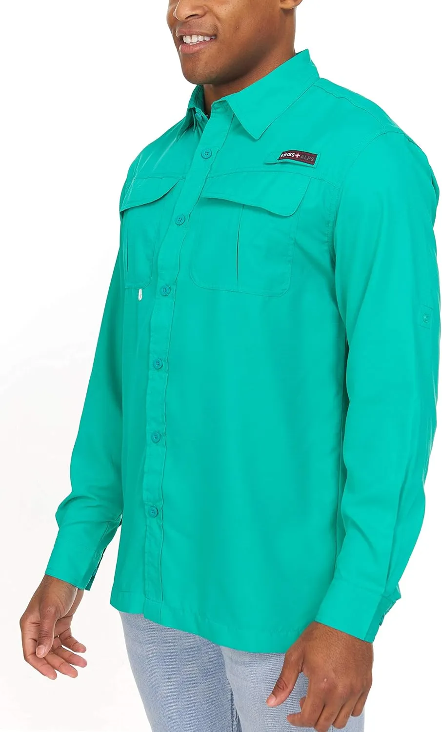 Swiss Alps Mens Long Sleeve Fishing Shirt