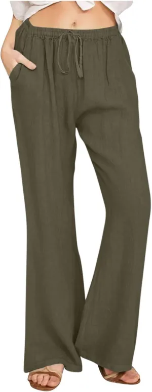 TARIENDY Casual Pants Women Summer Lightweight High Waisted Palazzo Pants Loose Comfy Straight Leg Trousers with Pockets