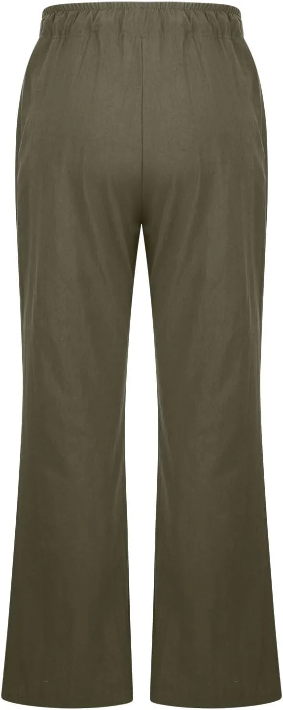 TARIENDY Casual Pants Women Summer Lightweight High Waisted Palazzo Pants Loose Comfy Straight Leg Trousers with Pockets