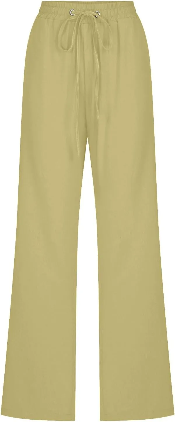 TARIENDY Womens Casual Pants Elastic Waist Straight Leg Trousers Loose Comfy Lightweight Summer Lounge Pant with Pockets