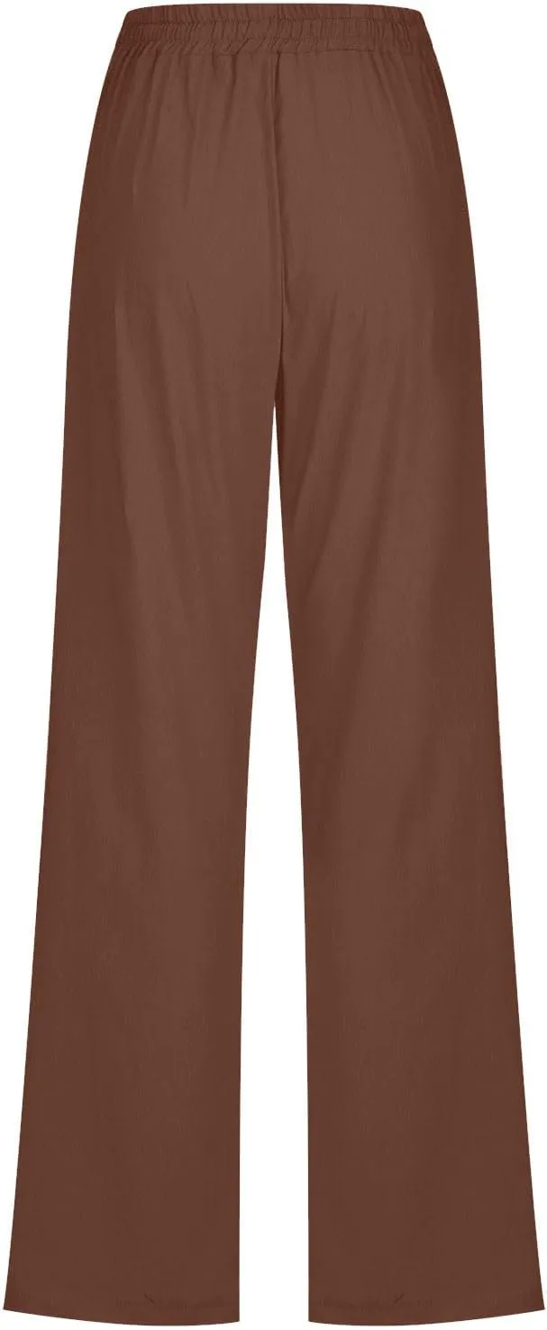 TARIENDY Womens Casual Pants Elastic Waist Straight Leg Trousers Loose Comfy Lightweight Summer Lounge Pant with Pockets