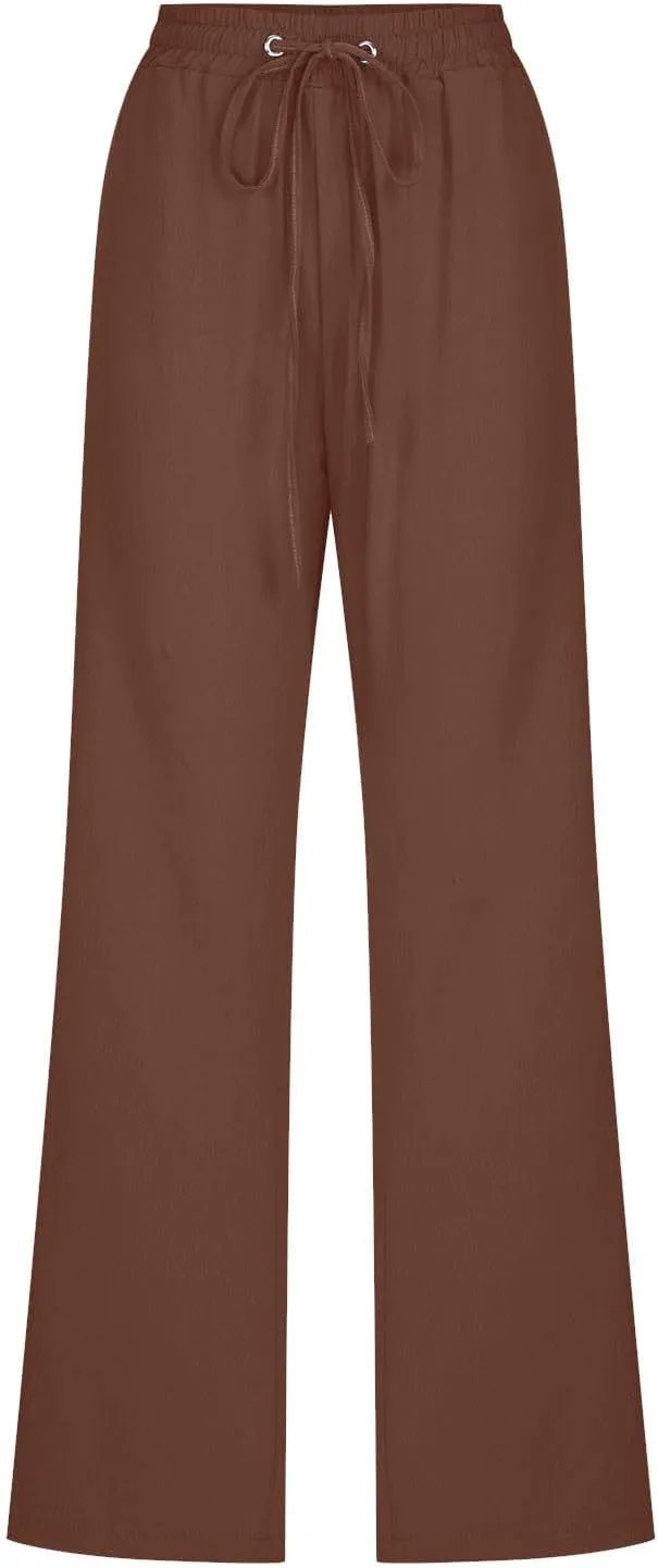 TARIENDY Womens Casual Pants Elastic Waist Straight Leg Trousers Loose Comfy Lightweight Summer Lounge Pant with Pockets