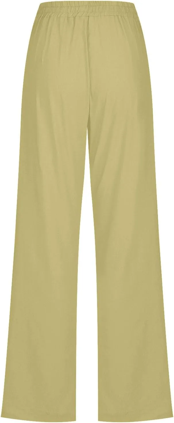 TARIENDY Womens Casual Pants Elastic Waist Straight Leg Trousers Loose Comfy Lightweight Summer Lounge Pant with Pockets