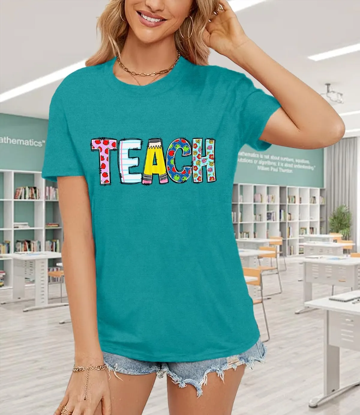 Teacher Shirts for Women Teach Teaching Tshirt Teacher Life Tee Tops