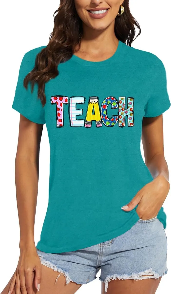 Teacher Shirts for Women Teach Teaching Tshirt Teacher Life Tee Tops