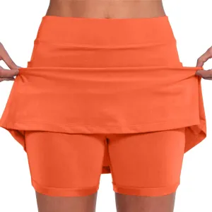 Tennis Skirts for Women Solid Mini Skirt Tummy Control Golf Skirts with Shorts Athletic Skorts Elastic Yoga Culottes