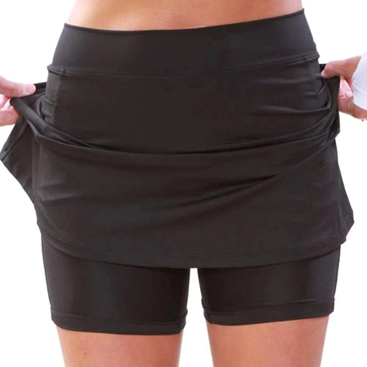 Tennis Skirts for Women Solid Mini Skirt Tummy Control Golf Skirts with Shorts Athletic Skorts Elastic Yoga Culottes