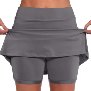 Tennis Skirts for Women Solid Mini Skirt Tummy Control Golf Skirts with Shorts Athletic Skorts Elastic Yoga Culottes