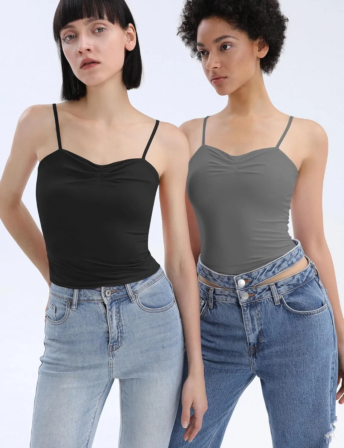 TFSDOD Women's Sleeveless Tank Top Sexy Sweetheart Neck Going Out Crop Top Cute Y2K Pleated Strappy Vest Cami Shirt