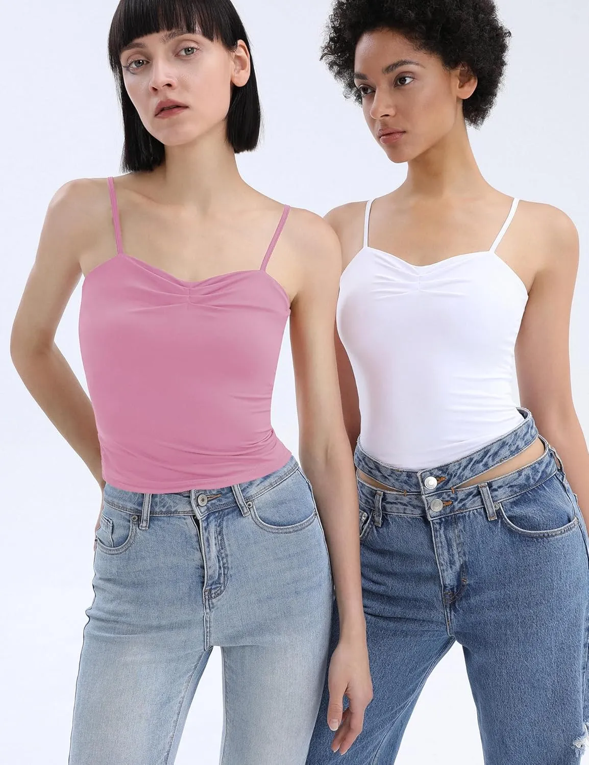 TFSDOD Women's Sleeveless Tank Top Sexy Sweetheart Neck Going Out Crop Top Cute Y2K Pleated Strappy Vest Cami Shirt