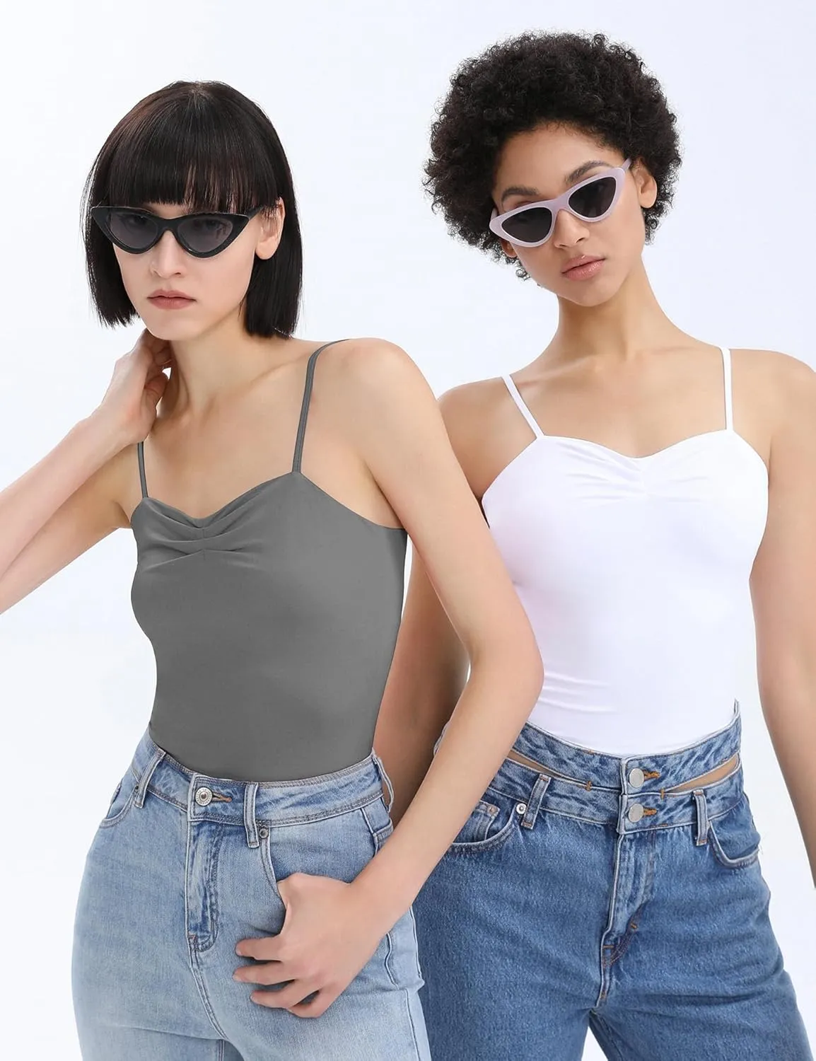 TFSDOD Women's Sleeveless Tank Top Sexy Sweetheart Neck Going Out Crop Top Cute Y2K Pleated Strappy Vest Cami Shirt