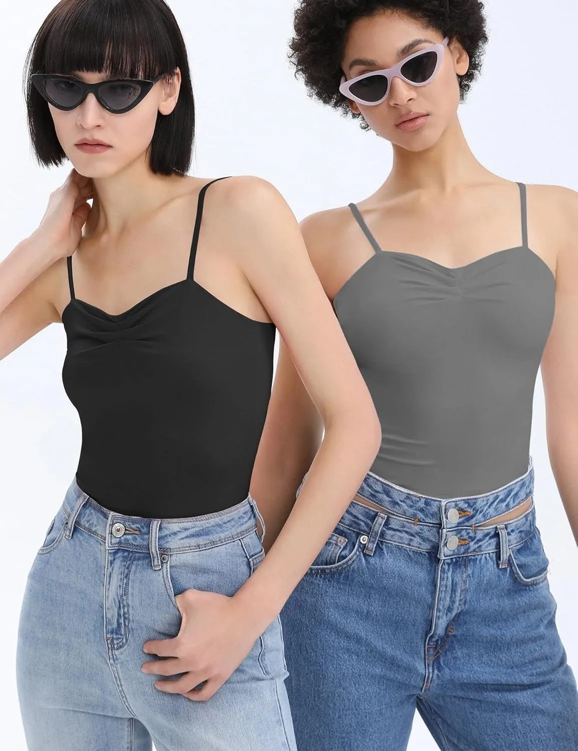 TFSDOD Women's Sleeveless Tank Top Sexy Sweetheart Neck Going Out Crop Top Cute Y2K Pleated Strappy Vest Cami Shirt