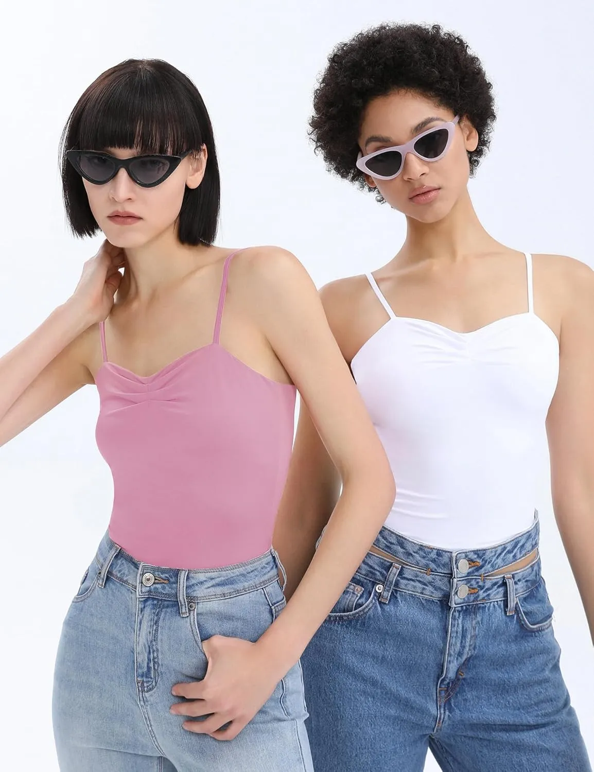 TFSDOD Women's Sleeveless Tank Top Sexy Sweetheart Neck Going Out Crop Top Cute Y2K Pleated Strappy Vest Cami Shirt