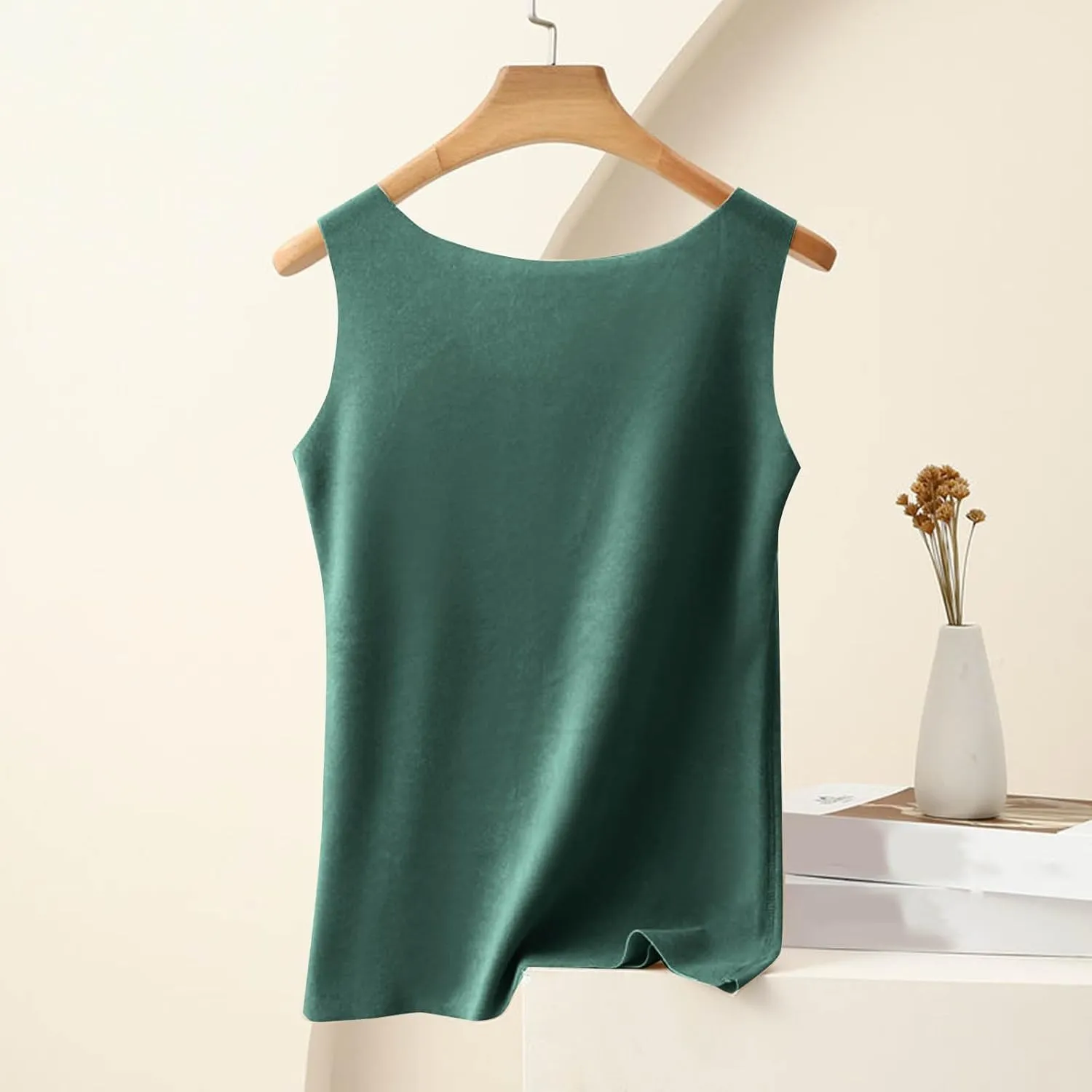 Thermal Tank Top for Women Fleece Lined Thermal Shirt Sleeveless Underwear Top Fleece Lined Camisole Base Layer Vest