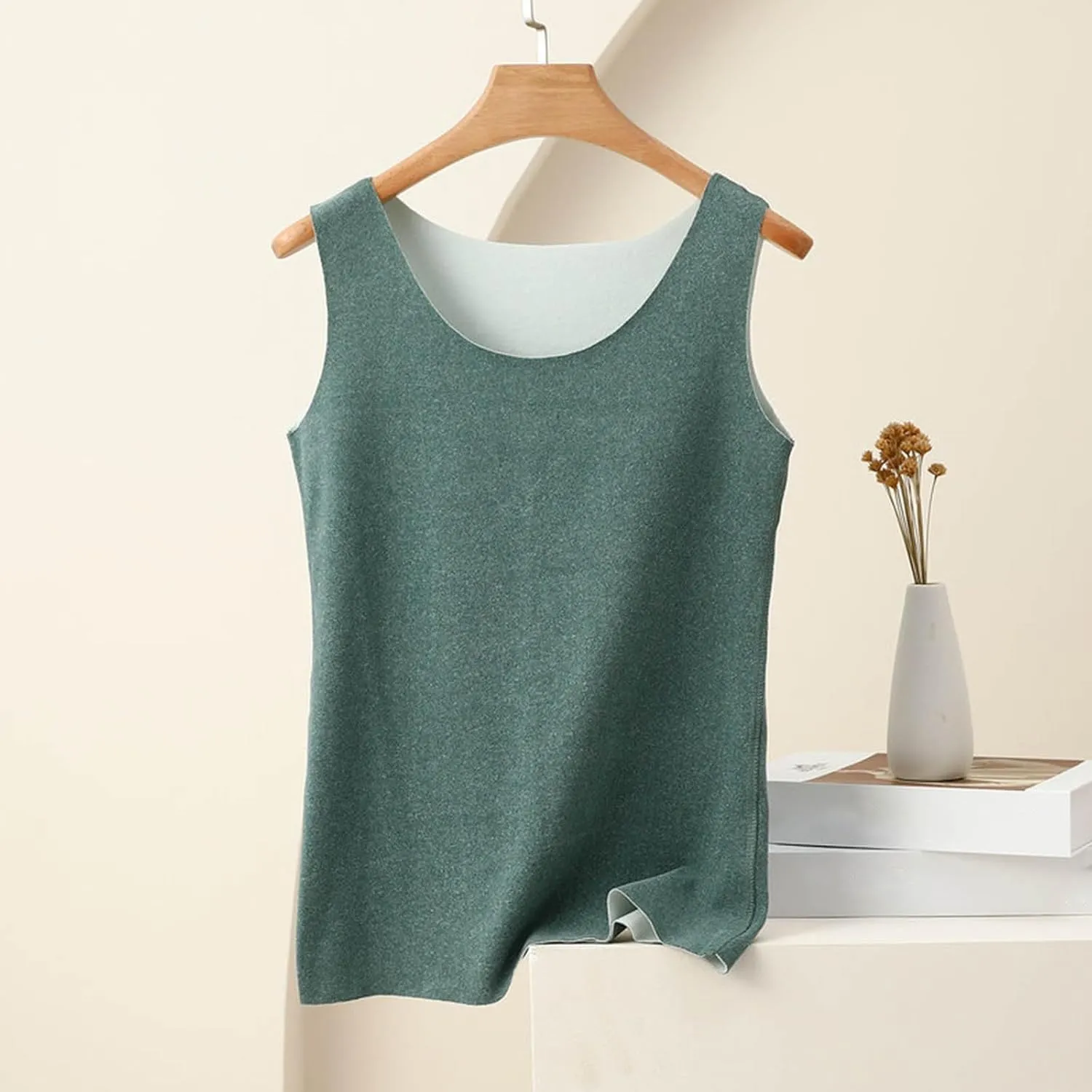 Thermal Tank Top for Women Fleece Lined Thermal Shirt Sleeveless Underwear Top Fleece Lined Camisole Base Layer Vest
