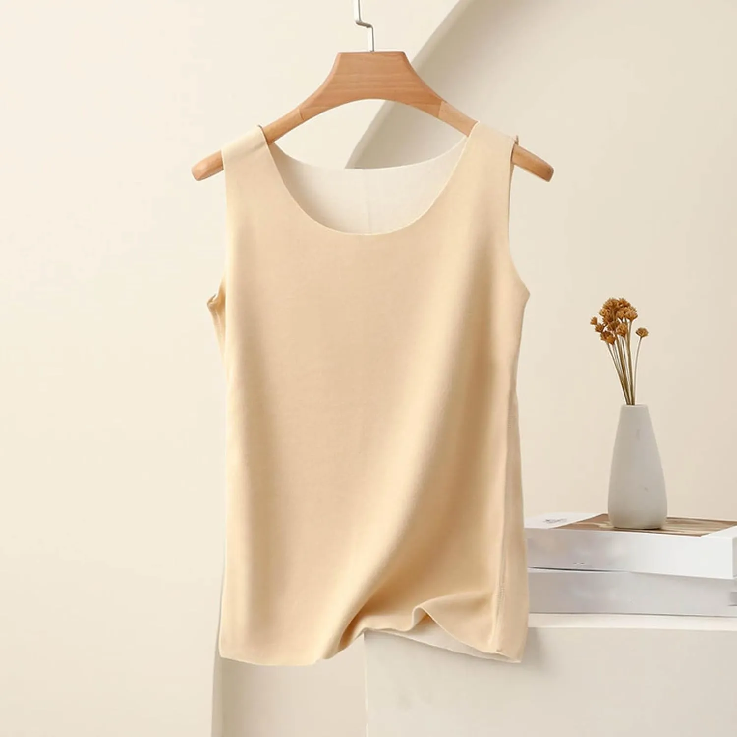 Thermal Tank Top for Women Fleece Lined Thermal Shirt Sleeveless Underwear Top Fleece Lined Camisole Base Layer Vest