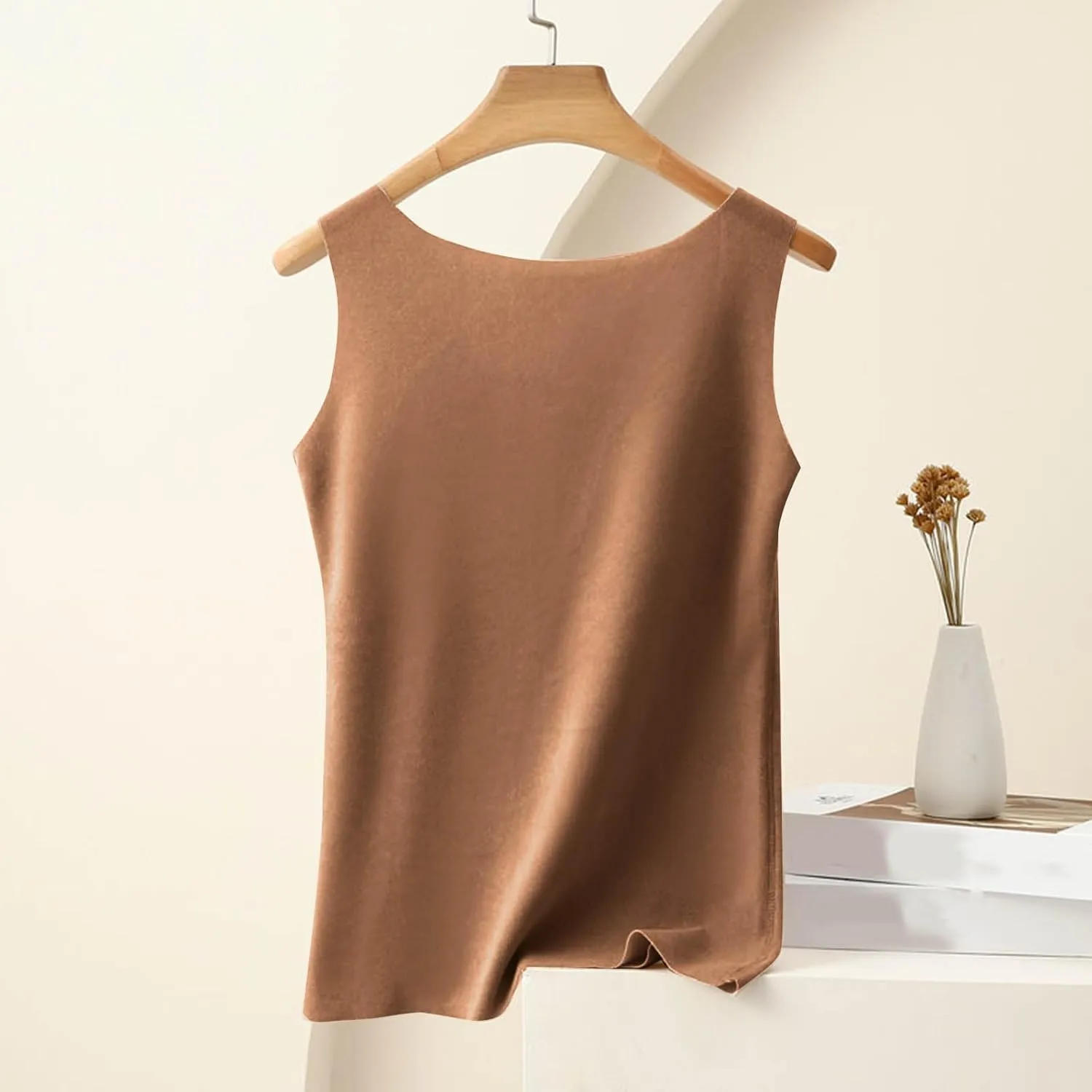 Thermal Tank Top for Women Fleece Lined Thermal Shirt Sleeveless Underwear Top Fleece Lined Camisole Base Layer Vest