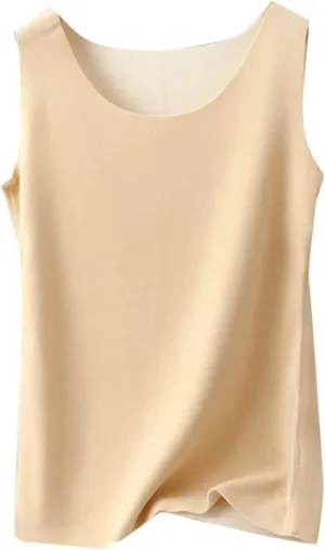 Thermal Tank Top for Women Fleece Lined Thermal Shirt Sleeveless Underwear Top Fleece Lined Camisole Base Layer Vest
