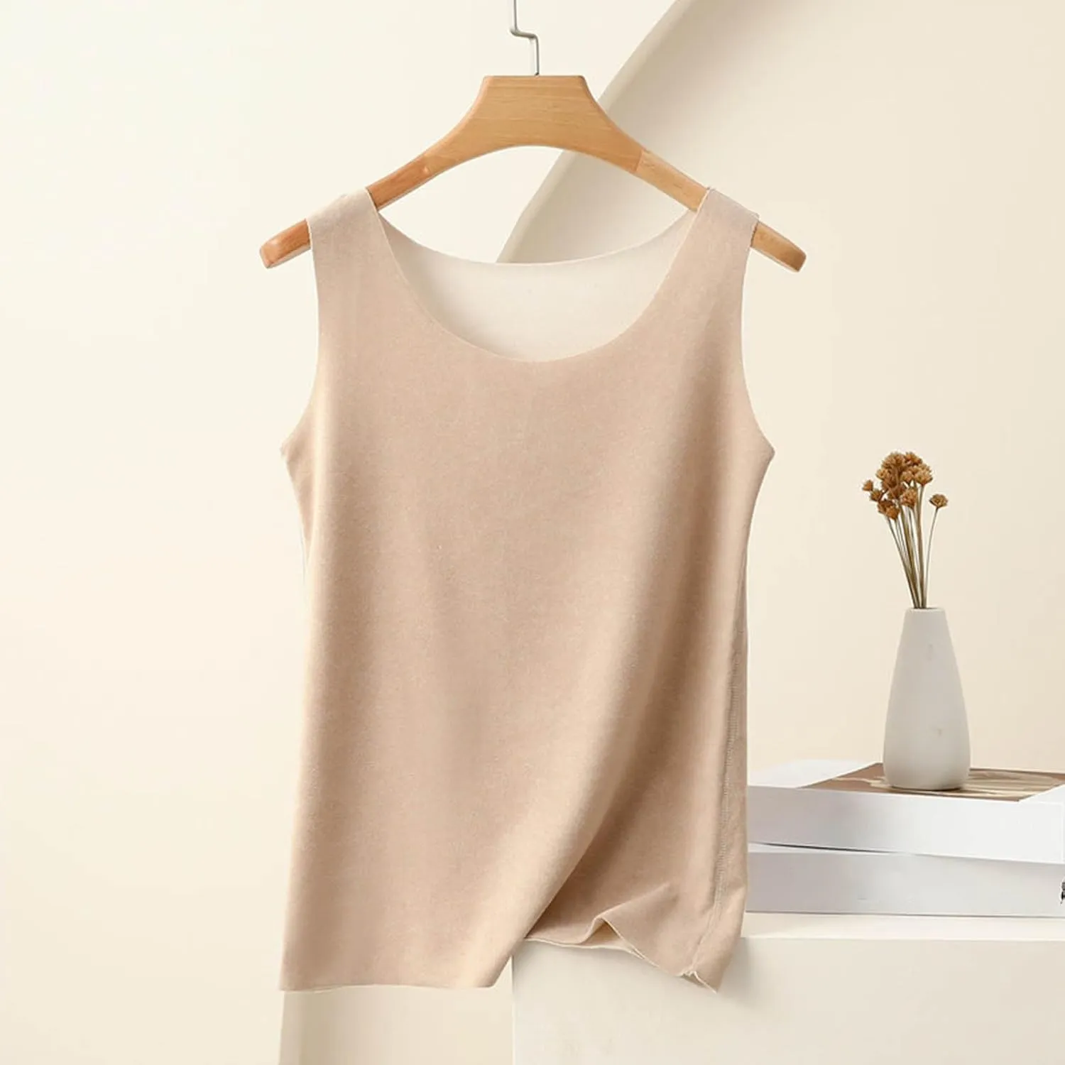 Thermal Tank Top for Women Fleece Lined Thermal Shirt Sleeveless Underwear Top Fleece Lined Camisole Base Layer Vest