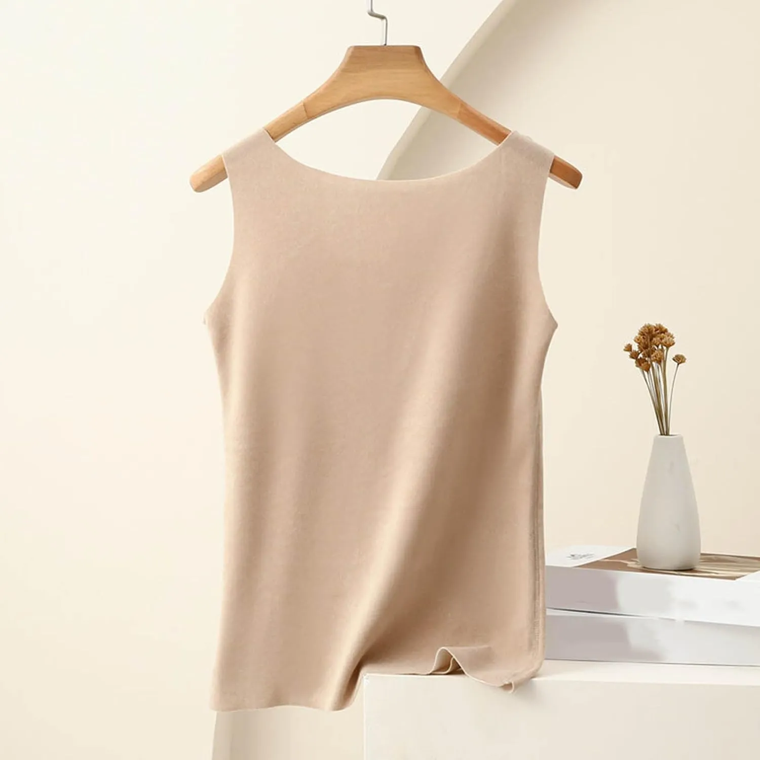 Thermal Tank Top for Women Fleece Lined Thermal Shirt Sleeveless Underwear Top Fleece Lined Camisole Base Layer Vest
