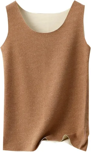 Thermal Tank Top for Women Fleece Lined Thermal Shirt Sleeveless Underwear Top Fleece Lined Camisole Base Layer Vest