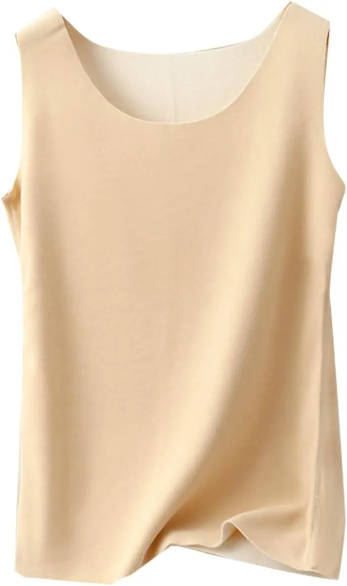 Thermal Tank Top for Women Fleece Lined Thermal Shirt Sleeveless Underwear Top Fleece Lined Camisole Base Layer Vest