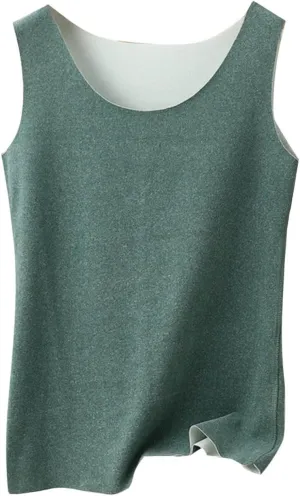 Thermal Tank Top for Women Fleece Lined Thermal Shirt Sleeveless Underwear Top Fleece Lined Camisole Base Layer Vest