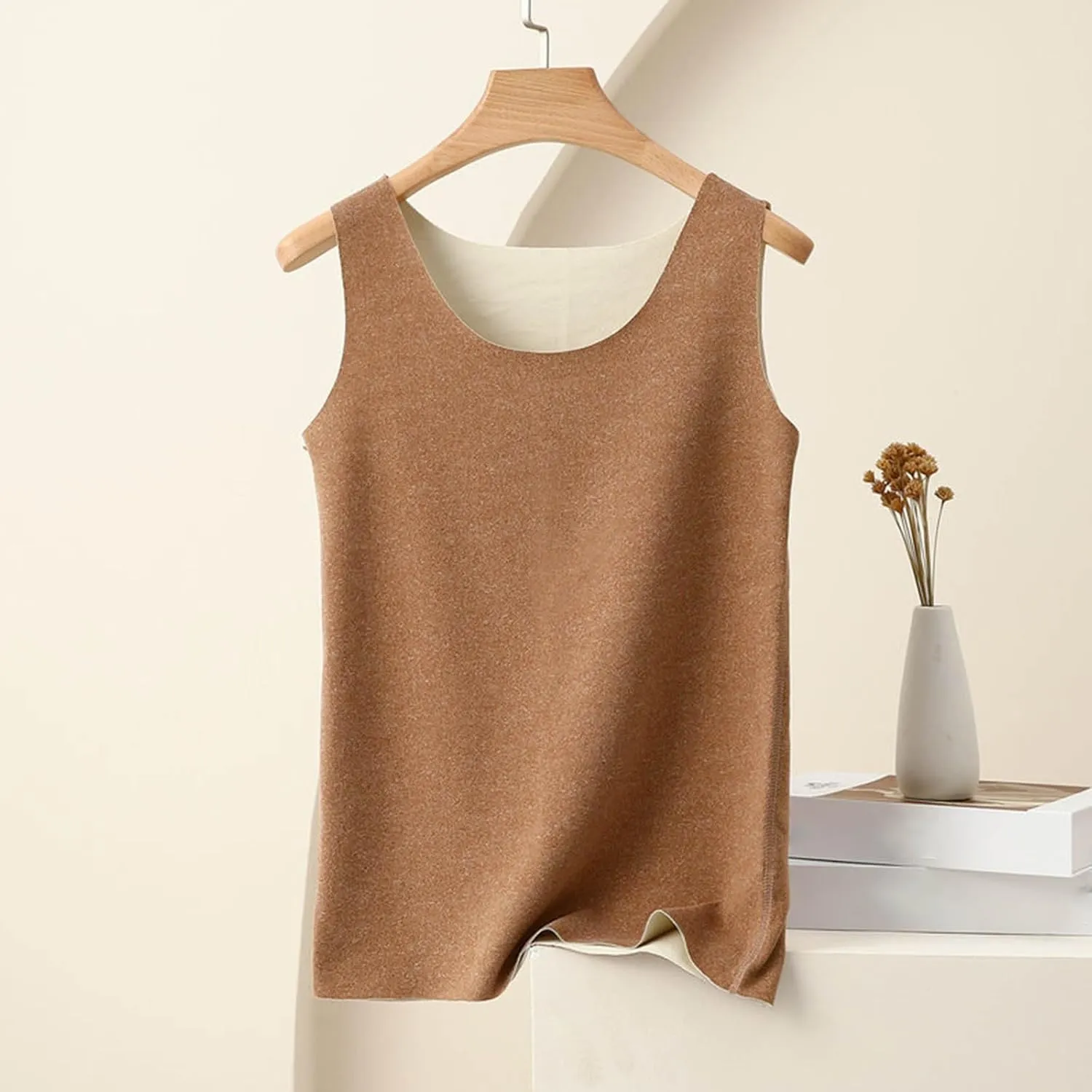 Thermal Tank Top for Women Fleece Lined Thermal Shirt Sleeveless Underwear Top Fleece Lined Camisole Base Layer Vest