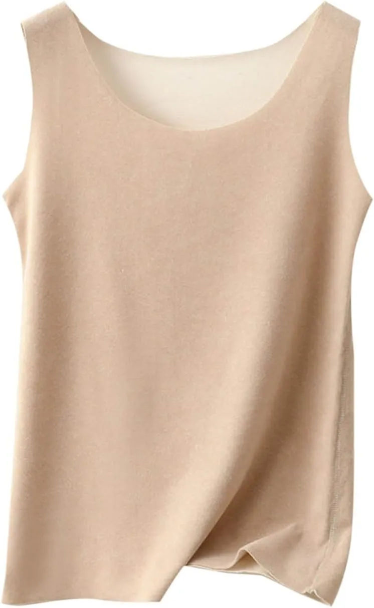 Thermal Tank Top for Women Fleece Lined Thermal Shirt Sleeveless Underwear Top Fleece Lined Camisole Base Layer Vest