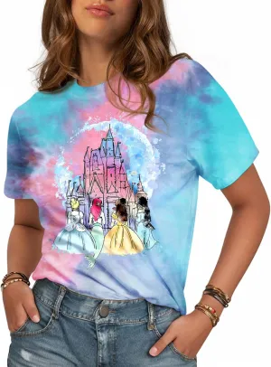 Tie Dye Shirt Women - Novelty Tie Dye T Shirt Short Sleeve Round Neck Casual Trendy Graphic Tee for Girls