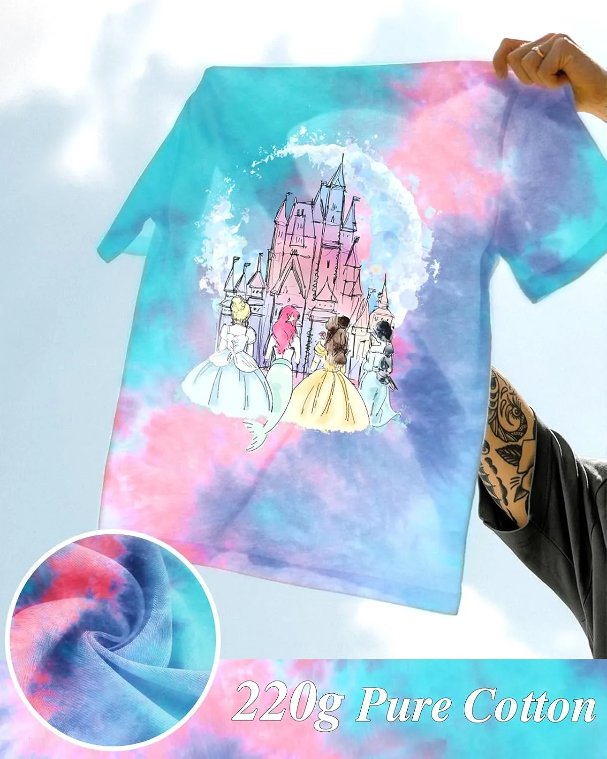 Tie Dye Shirt Women - Novelty Tie Dye T Shirt Short Sleeve Round Neck Casual Trendy Graphic Tee for Girls