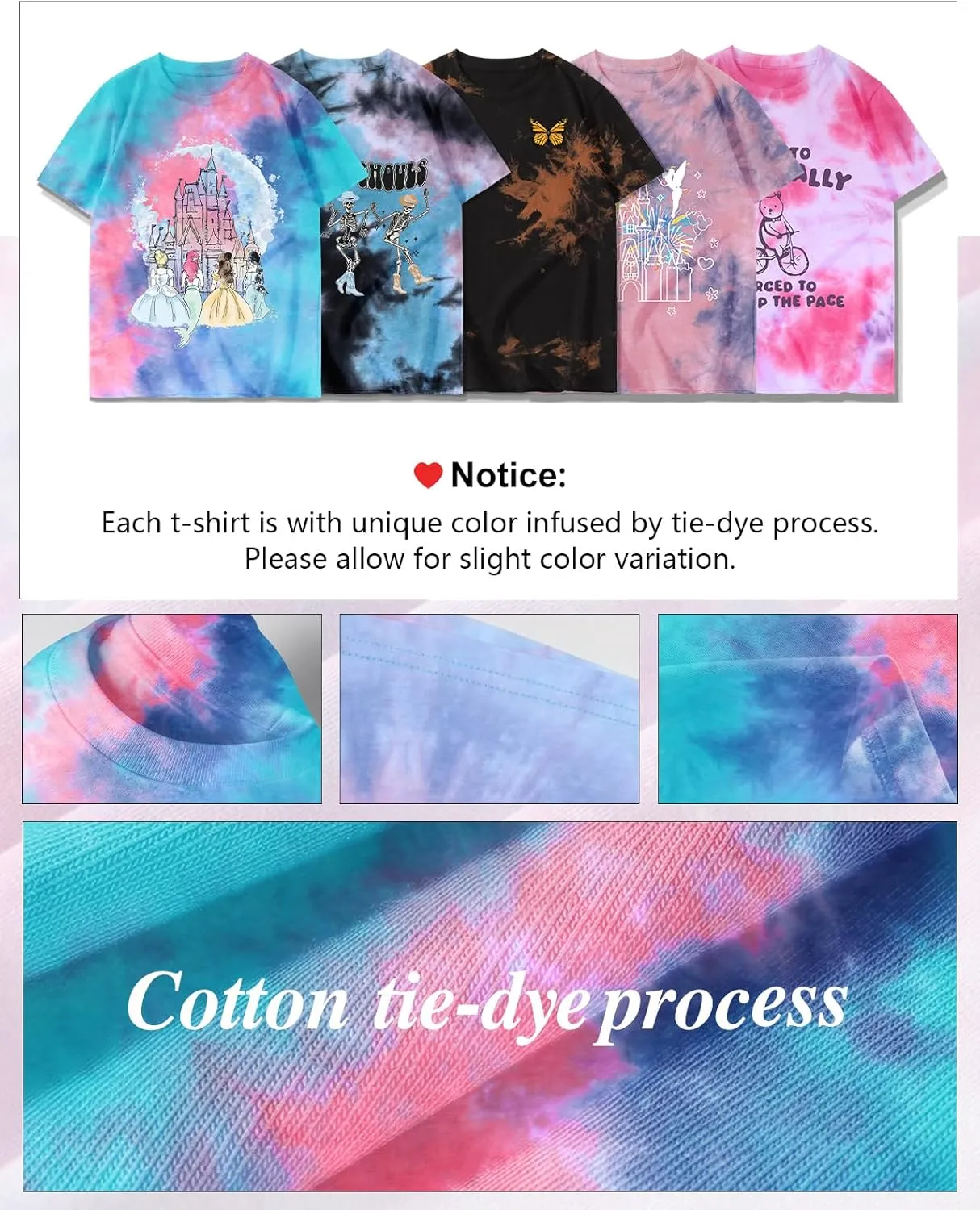 Tie Dye Shirt Women - Novelty Tie Dye T Shirt Short Sleeve Round Neck Casual Trendy Graphic Tee for Girls