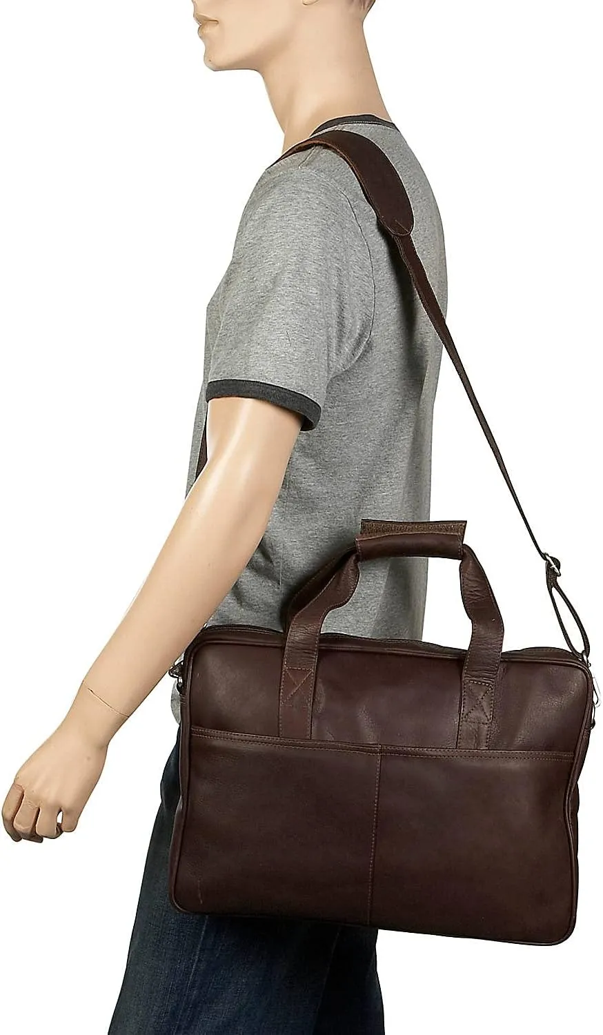 Top-Zip Portfolio, Chocolate, One Size