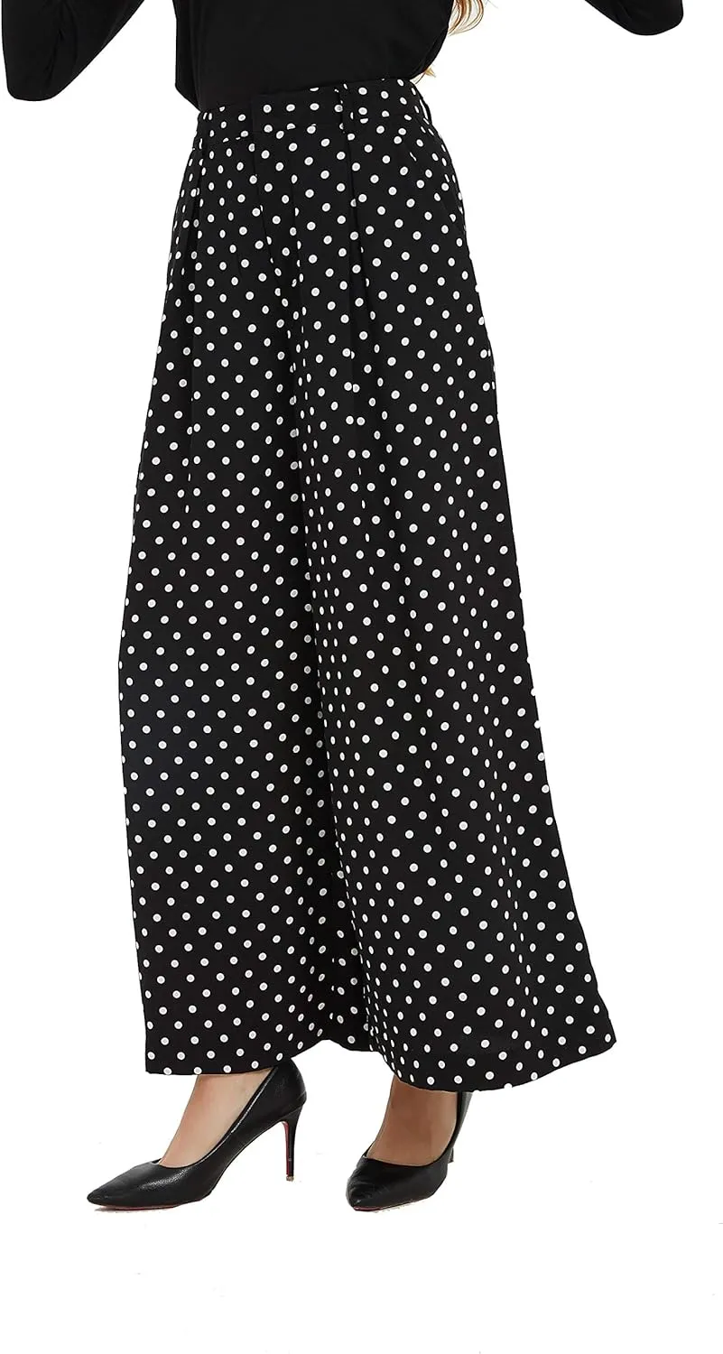 Tronjori Women High Waist Casual Wide Leg Long Palazzo Pants Trousers Regular Size
