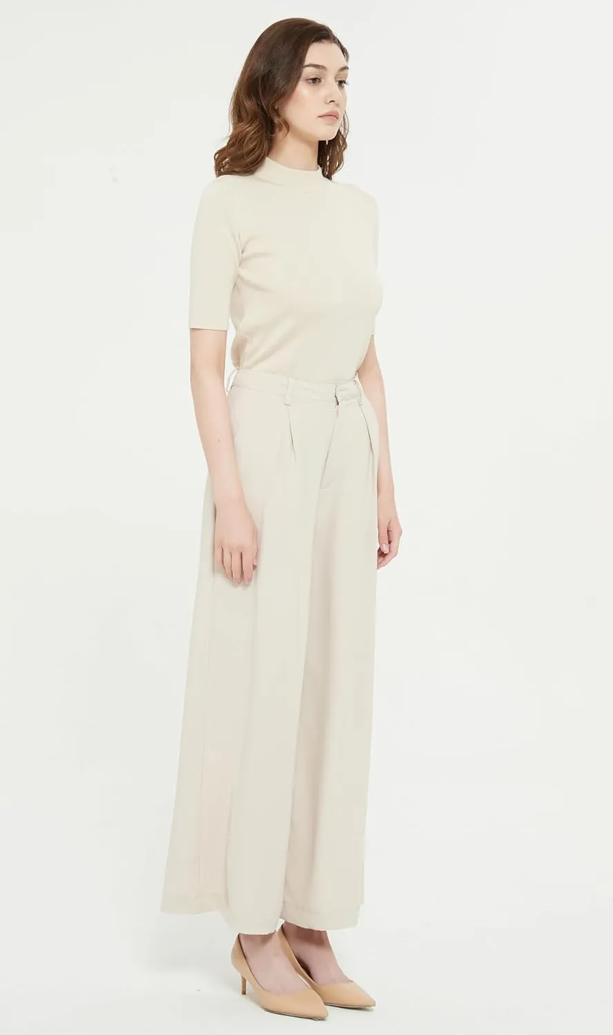 Tronjori Women High Waist Casual Wide Leg Long Palazzo Pants Trousers Regular Size
