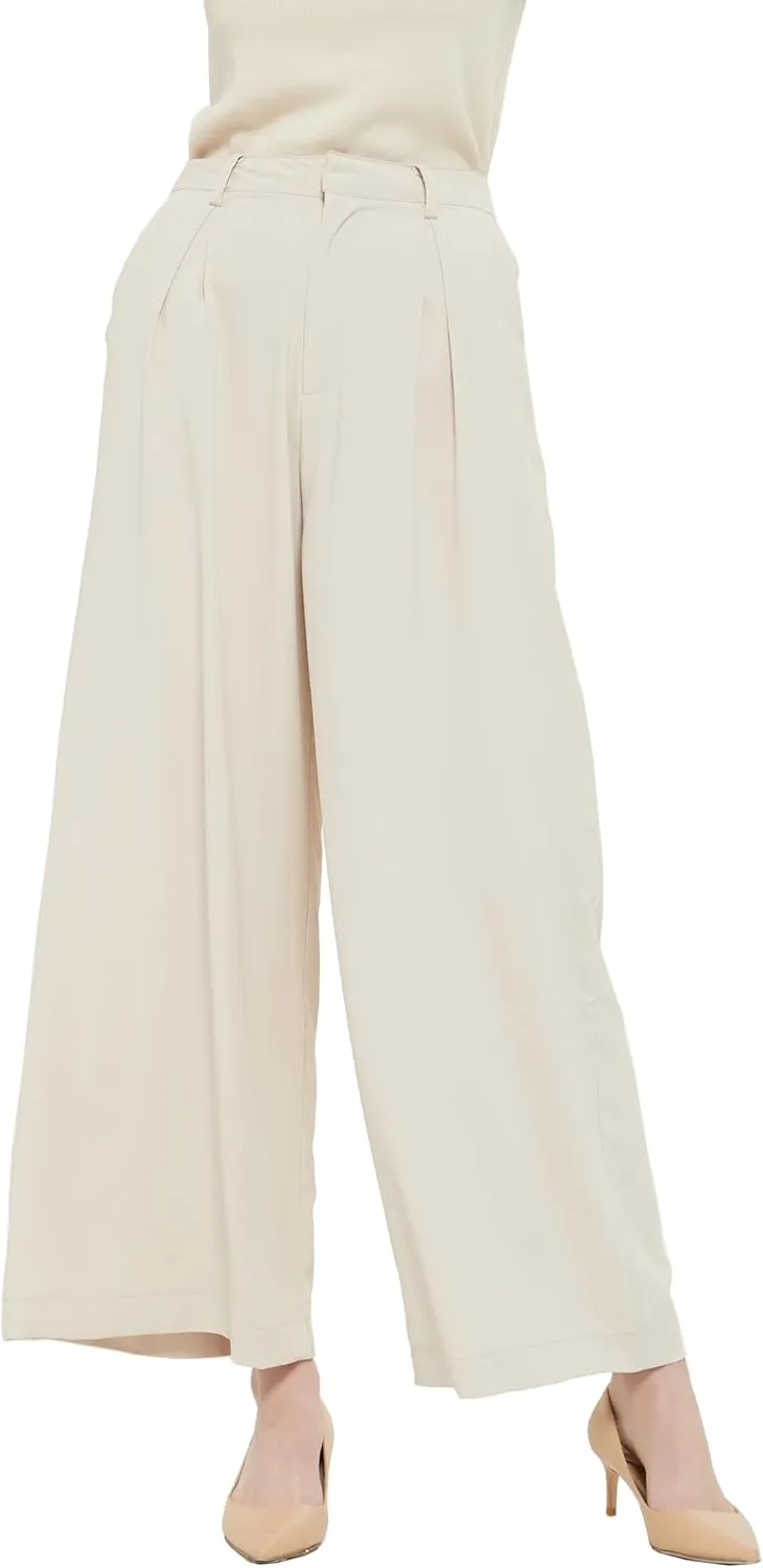 Tronjori Women High Waist Casual Wide Leg Long Palazzo Pants Trousers Regular Size