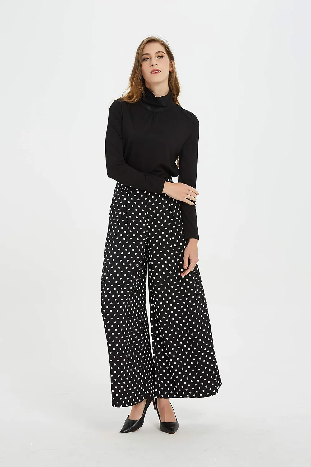 Tronjori Women High Waist Casual Wide Leg Long Palazzo Pants Trousers Regular Size