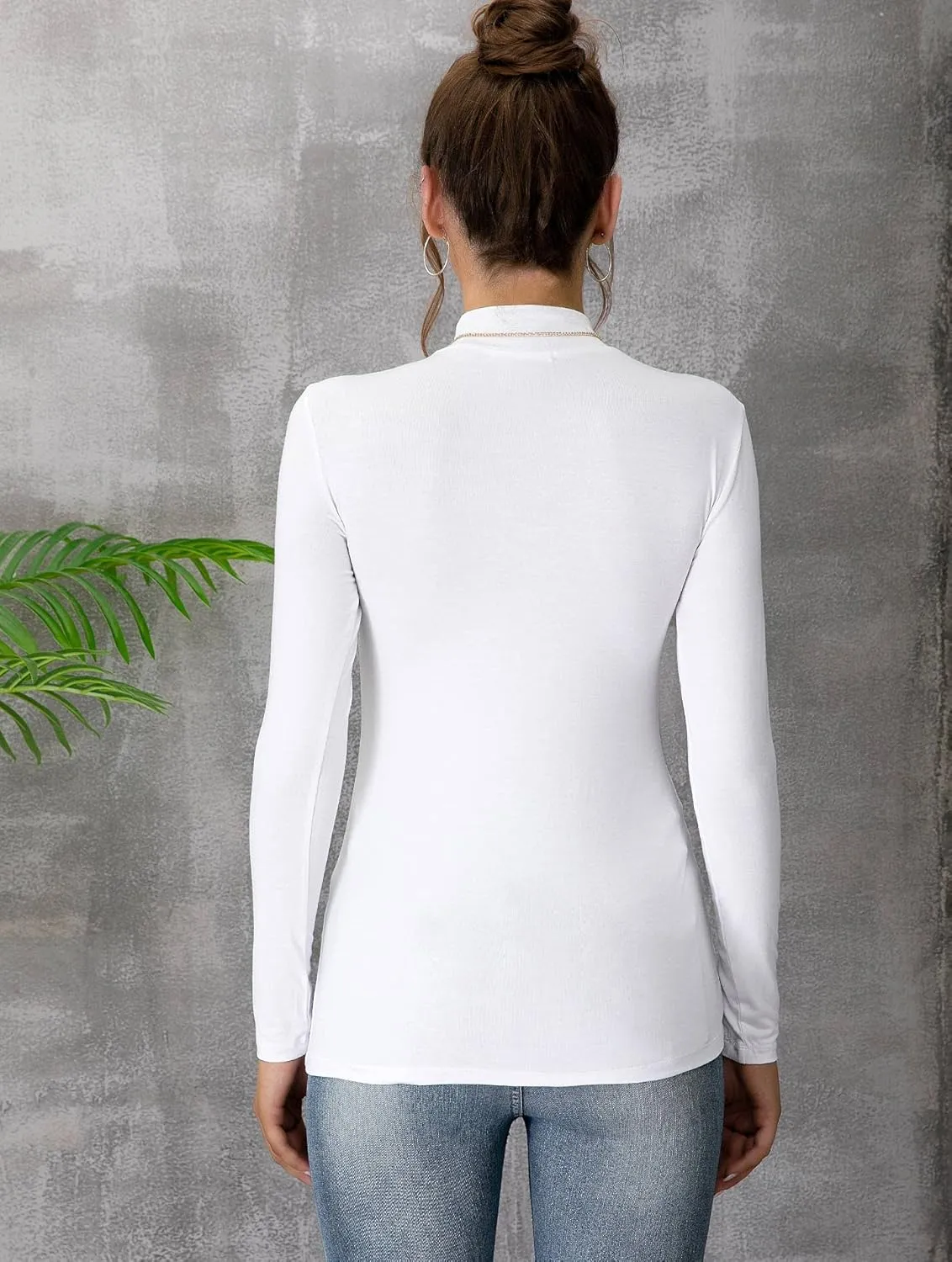 UNTYHOTS Women's Sleeveless Long Sleeves Mock Turtleneck Top Basic Stretch Fitting Pullover Lightweight Slim Shirt