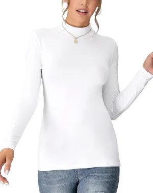 UNTYHOTS Women's Sleeveless Long Sleeves Mock Turtleneck Top Basic Stretch Fitting Pullover Lightweight Slim Shirt