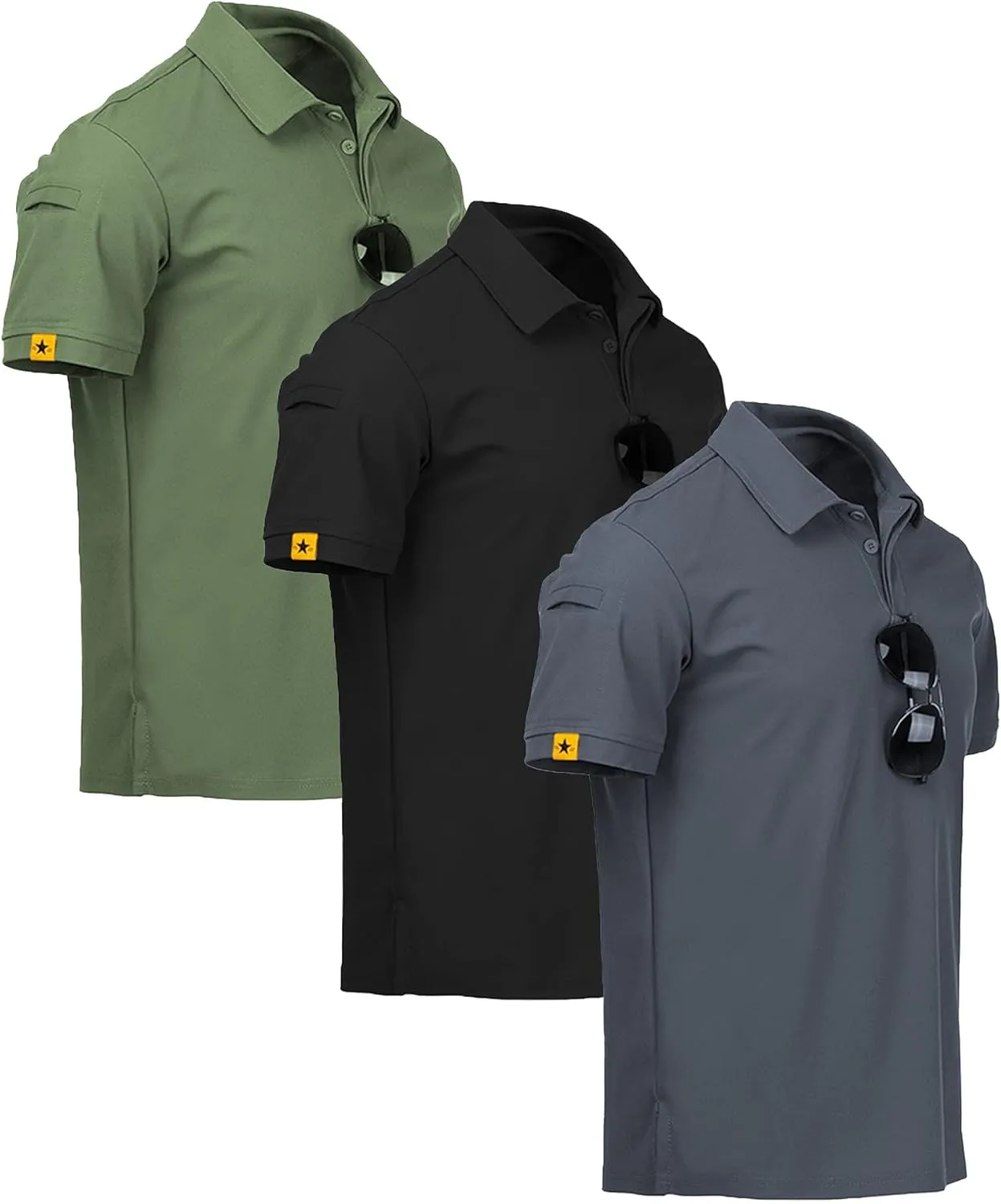 V VALANCH 3 Pack Polo Shirts for Men Short Sleeve Golf Tennis Work Summer Moisture Wicking Shirts