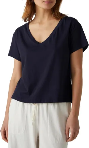 Velvet by Graham & Spencer womens Venice Organic Jersey V-neck Tee T Shirt, Navy, Medium US