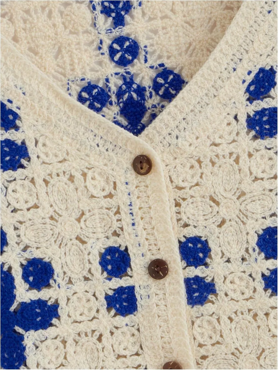 Verdusa Women's Button Front Vest V Neck Sleeveless Knit Crochet Sweater Vest