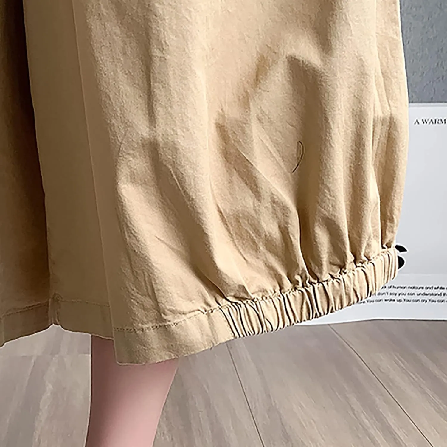 Wide Leg Pants for Women Culottes Pants Lightweight Loose Fit Summer Trousers Elastic High Waist Pants Cinch Bottom